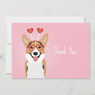 Thank You Corgi Dog Valentines Day Card