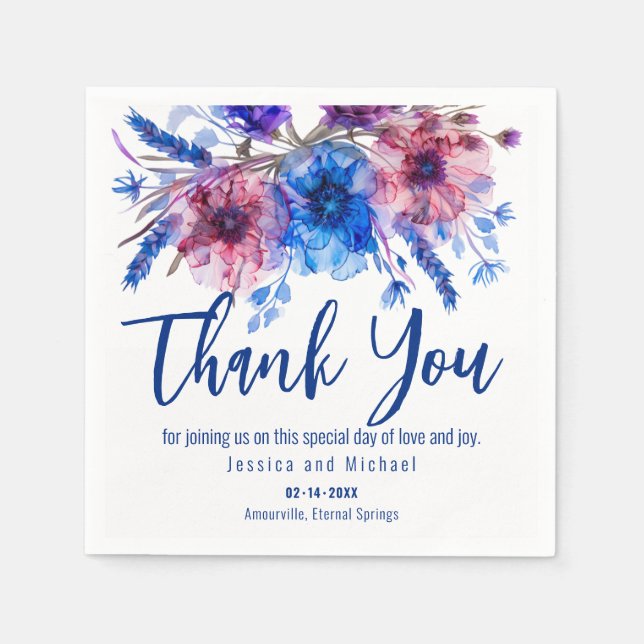 💍Thank you  Cornflowers and Lavender  Napkin (Front)