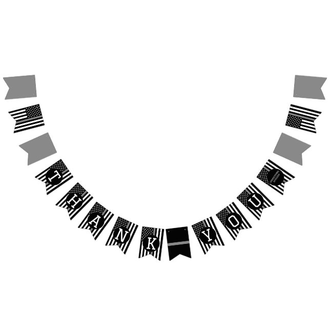 Thank You Corrections Officer Thin Silver Line Bunting Flags (All)