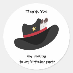 Thank You Cowboy Birthday Party Gift Tag Sticker