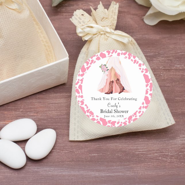 Thank You Cowboy Boots & Wedding Dress Bridal Show Classic Round Sticker (Creator Uploaded)
