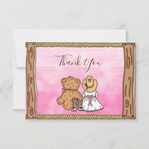 Thank You   Cowgirl Themed Baby Shower  Card