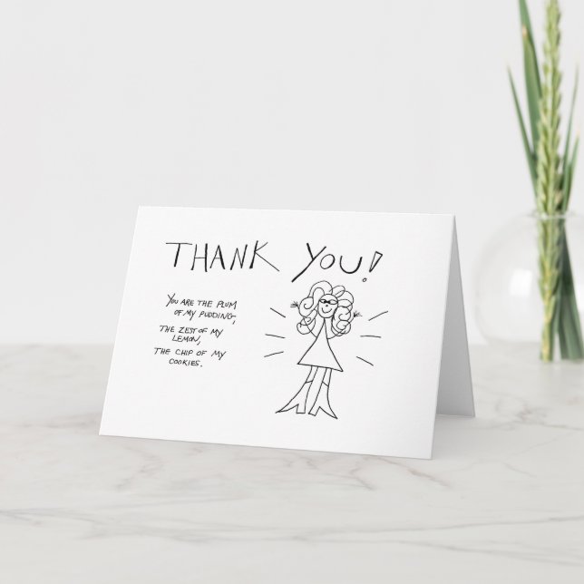 Thank You! Crazyhair Card - Colour it Yourself (Front)