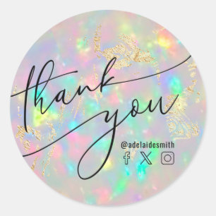 thank you crystal opal classic round sticker