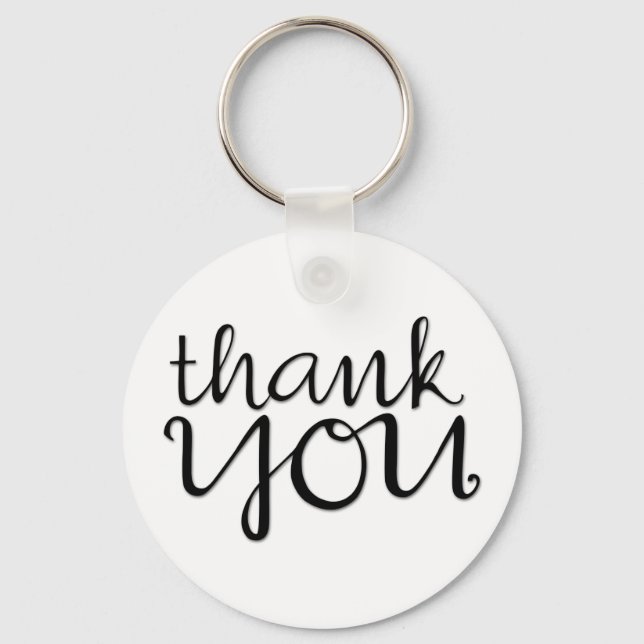Thank You Cursive black Keychain (Front)