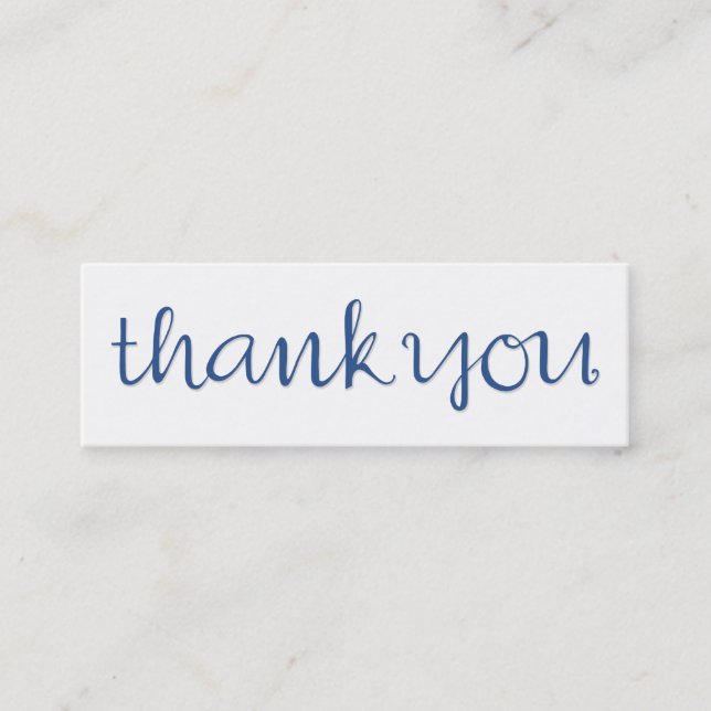Thank You Cursive blue Business Card (Front)
