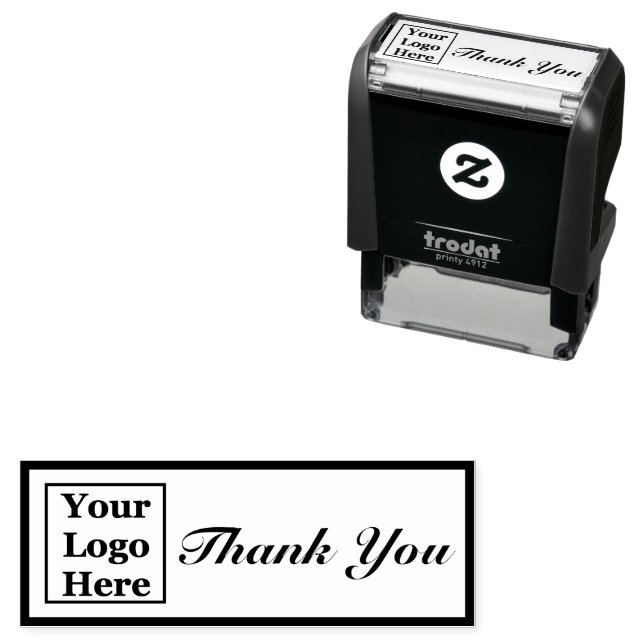 Thank You Cursive Script Business Your Logo Here Self-inking Stamp (In Situ)