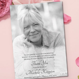 Thank You Custom Black & White Photo Funeral Card