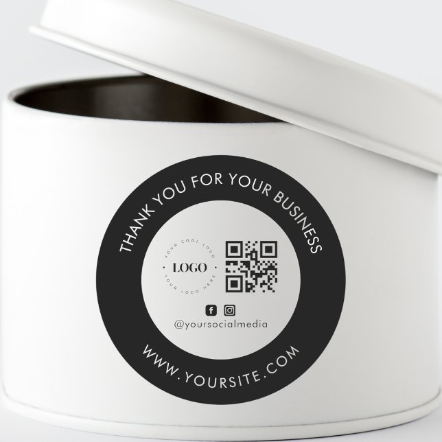 Thank You Custom Company Logo QR Code Social Media Classic Round Sticker (Creator Uploaded)