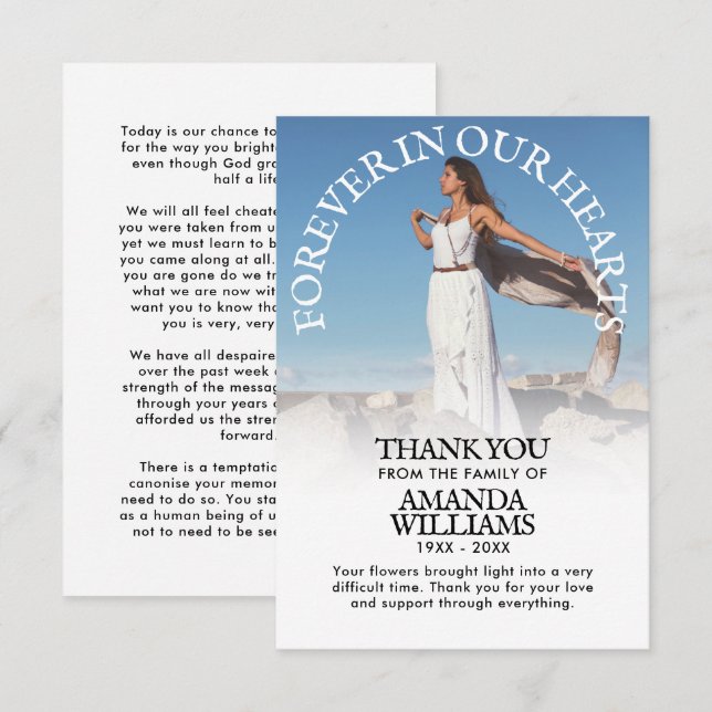 Thank You Custom Funeral Photo Sympathy Grief Invitation (Front/Back)