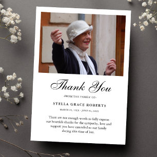Thank You Custom Funeral Photo Sympathy Grief Loss Card