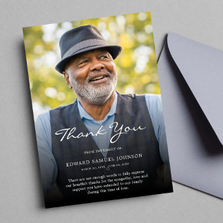 Thank You Custom Funeral Photo Sympathy Tribute  Card
