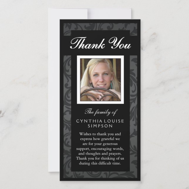 Thank You Custom Photo Black & White Photo Card (Front)