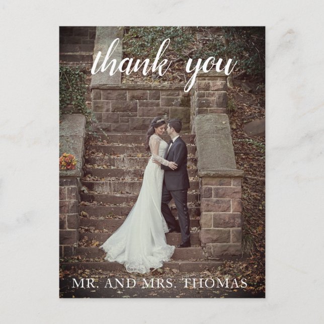 Thank You Custom Photo Postcard Handwritten Script (Front)