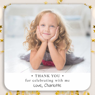 Thank You Custom Photo Simple Happy Birthday Square Sticker