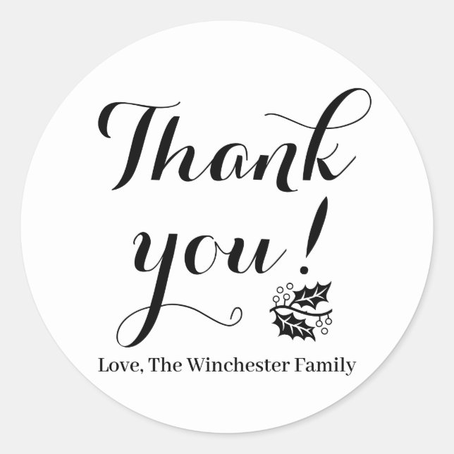 Thank You custom script rustic kraft Thanksgiving Classic Round Sticker (Front)