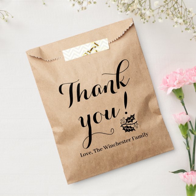 Thank You custom script rustic kraft Thanksgiving Favour Bag (Sealed)