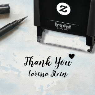 thank you custom text + name self-inking stamp