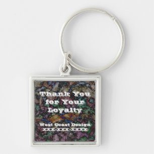 Thank You Customer Loyalty Token Colourful Mosaic Keychain
