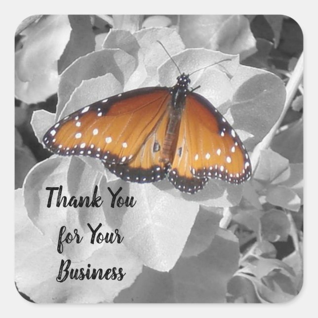 Thank You Customer Monarch Butterfly Photo Client Square Sticker (Front)