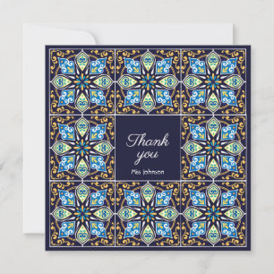 Thank you customizable blue Azulejos