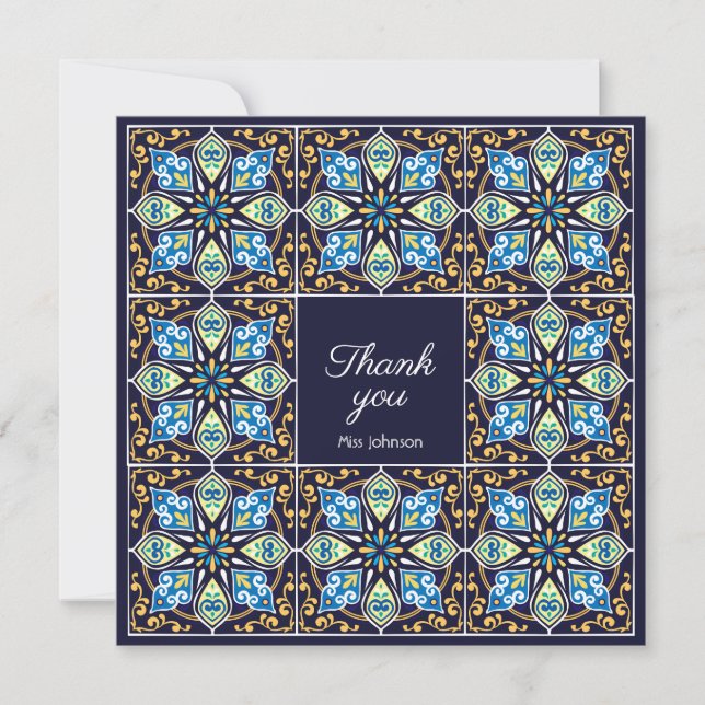 Thank you customizable blue Azulejos (Front)