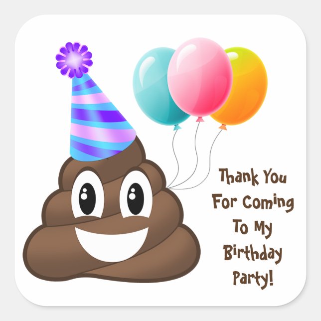Thank You Customized Poop Emoji Birthday Stickers (Front)