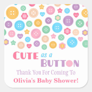 Thank You Cute as a Button Baby Shower Stickers
