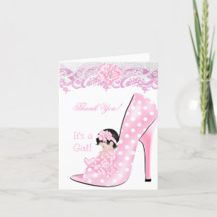 Thank You Cute Baby in High Heel Shoe Shower Baby Card