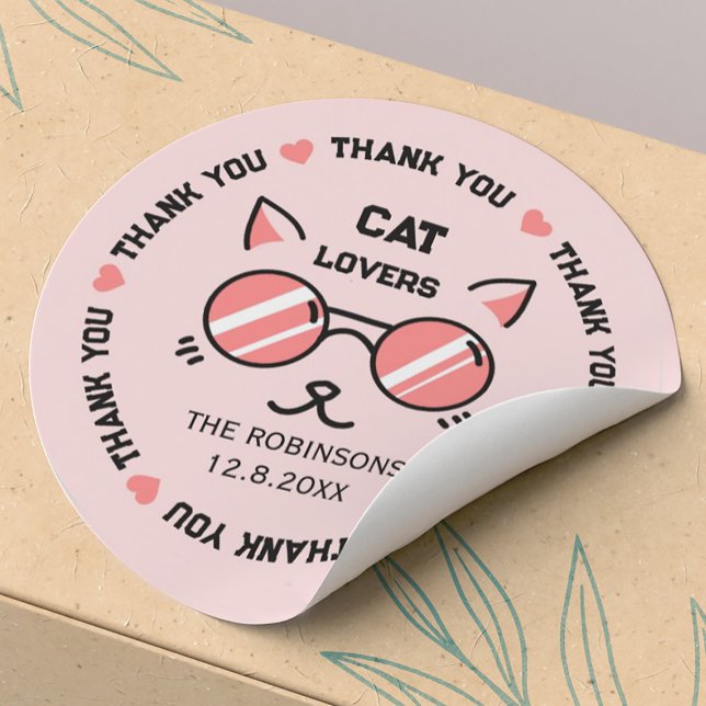 Thank you cute cat classic round sticker (Creator Uploaded)