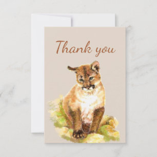 Thank You Cute Cougar Puma Mountain Lion Cub Card