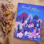 THANK YOU Cute Country Village Illustration Postcard<br><div class="desc">Customize this sweet thank you card with handmade art. Click on “Personalize” above to edit the text. Then click "edit using design tool" to adjust the fonts, colours and placements. Check my shop for more or let me know if you'd like something custom! Also available as a digital download so...</div>