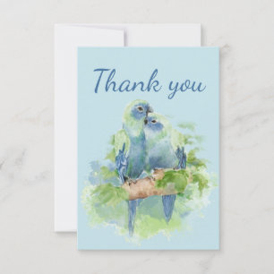 Thank You Cute Cuddling Blue Parrot Birds