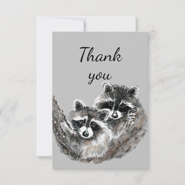 Thank You Cute Cuddling Raccoon Hugs Love Animal (Front)