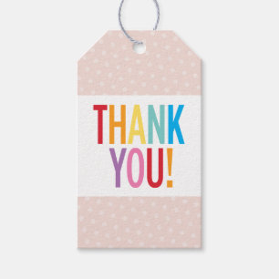 THANK YOU cute dot pattern rainbow colour pink Gift Tags