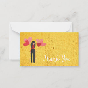 Thank You cute girl with balloons glam Card