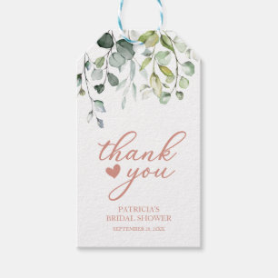 Thank You - Cute Heart Greenery Eucalyptus Gift Ta Tags