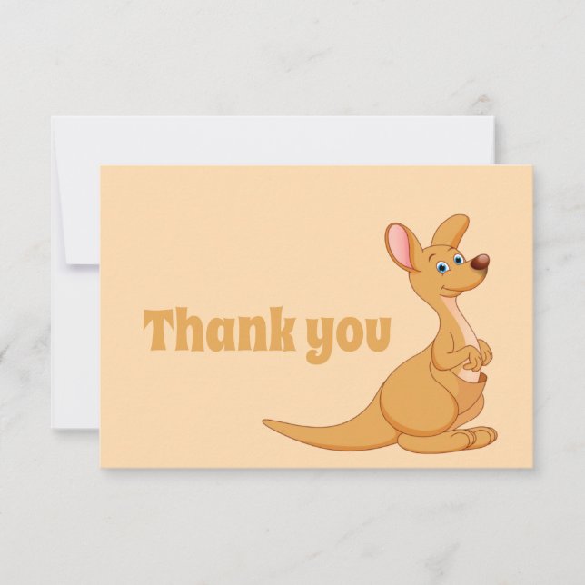 Thank You Cute Kangaroo Cartoon Animal (Front)