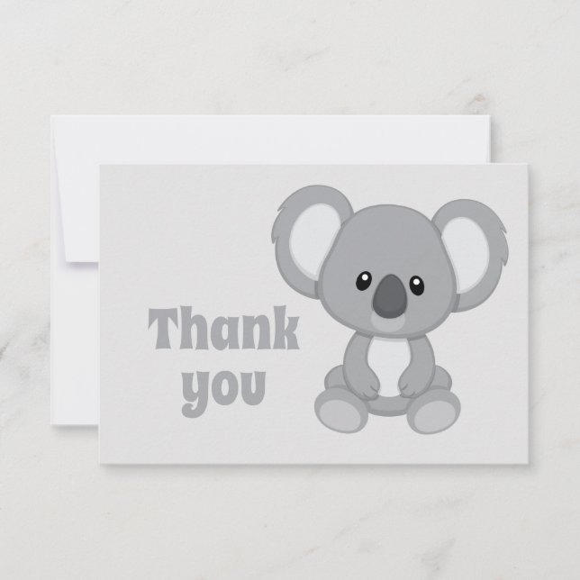 Thank You Cute Koala Bear Cartoon Animal Card (Front)