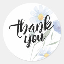 Thank You Cute Lavender Blue Watercolor Flower
