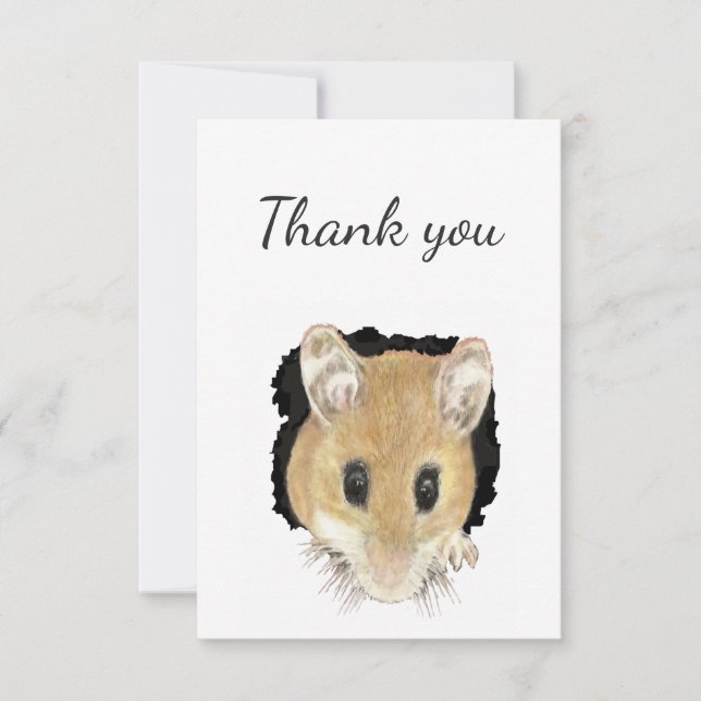 Thank You Cute Little Curious Mouse Animal Card (Front)