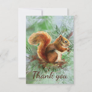 Thank You Cute Little Red Squirrel Animal Art Card