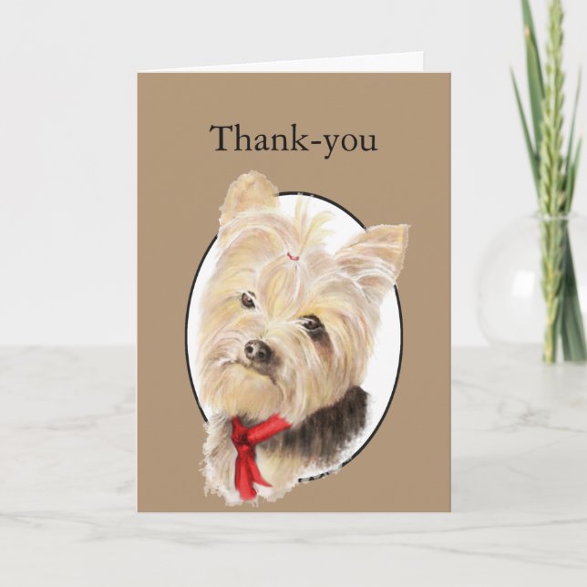 Thank You Cute Little Yorkshire Terrier Yorkie Dog (Front)