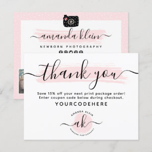 Thank You Cute Minimalist Photography Logo 4-Photo Postcard