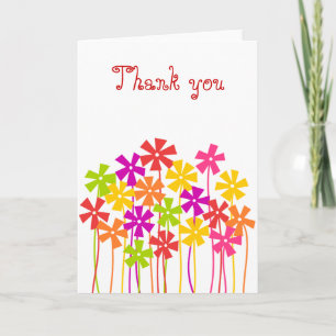 Thank you Cute pink yellow orange simple flowers Card