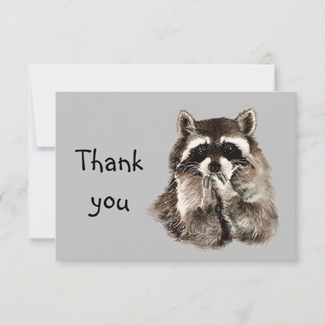 Thank You Cute Raccoon Blowing Kisses Animal Humou (Front)