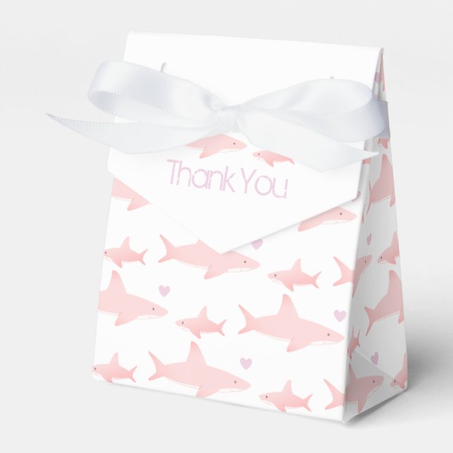 Thank You Cute Sharks Pink Baby Shower Favour Box (Front Side)