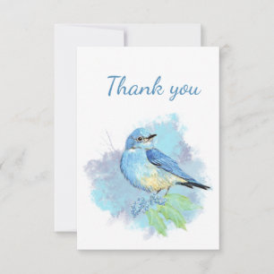 Thank You Cute Watercolor Bluebird Garden Bird Art