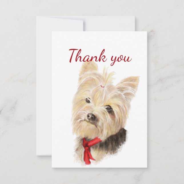Thank You Cute Watercolor Yorkie Yorkshire Terrier (Front)