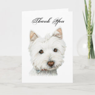 Thank you, cute Westie dog greeting card